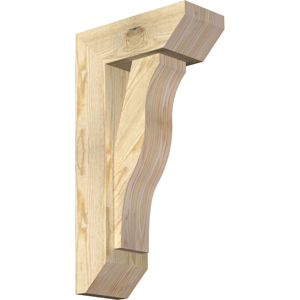 Ekena Millwork Funston Slat Rough Sawn Bracket w/ Offset Brace, Douglas Fir, 6"W x 14"D x 26"H BKT0604X14X26FST06RDF - main